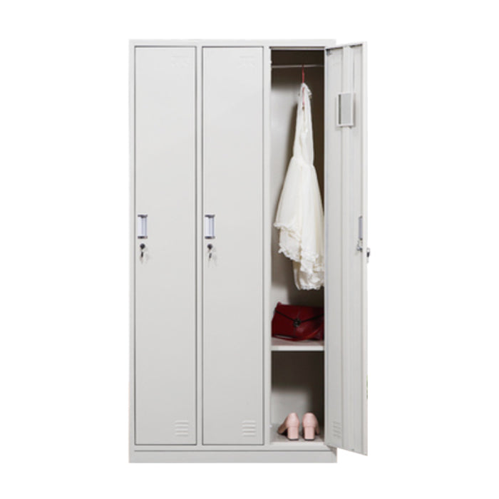 Contemporary Cabinet for Home White Metal Storage Cabinet with Hinged Doors