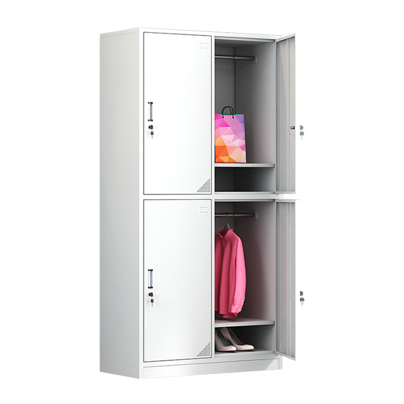 Contemporary Cabinet for Home White Metal Storage Cabinet with Hinged Doors