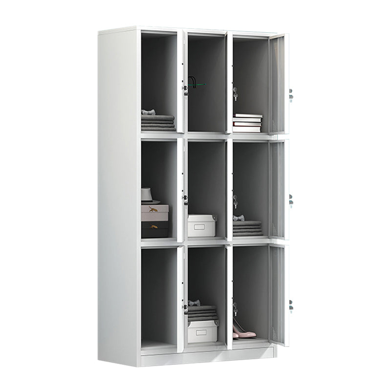 Contemporary Cabinet for Home White Metal Storage Cabinet with Hinged Doors
