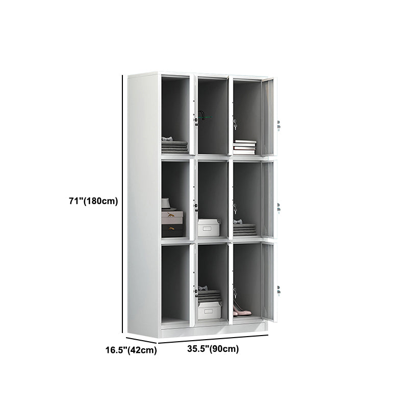 Contemporary Cabinet for Home White Metal Storage Cabinet with Hinged Doors