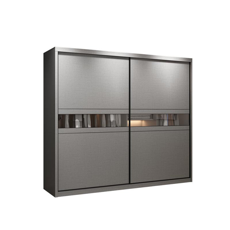 Contemporary Wooden Wardrobe Gray Colour Wardrobe Closet with Sliding Door