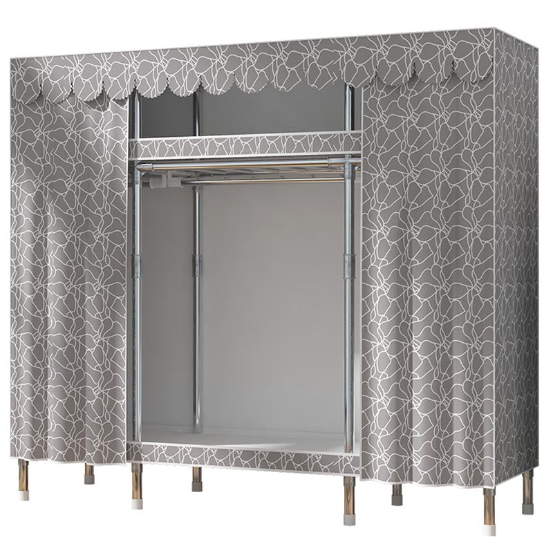 Contemporary Style Wardrobe Steel Cloth Rod Included Wardrobe Closet with Door