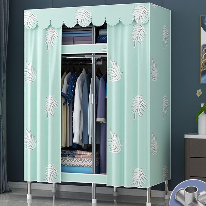 Contemporary Style Wardrobe Steel Cloth Rod Included Wardrobe Closet with Door