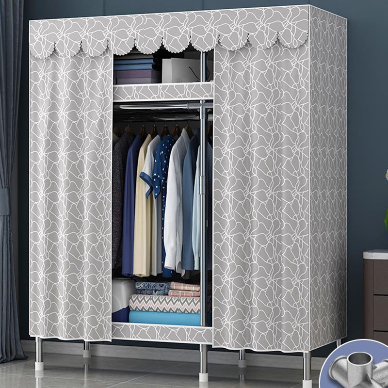 Contemporary Style Wardrobe Steel Cloth Rod Included Wardrobe Closet with Door