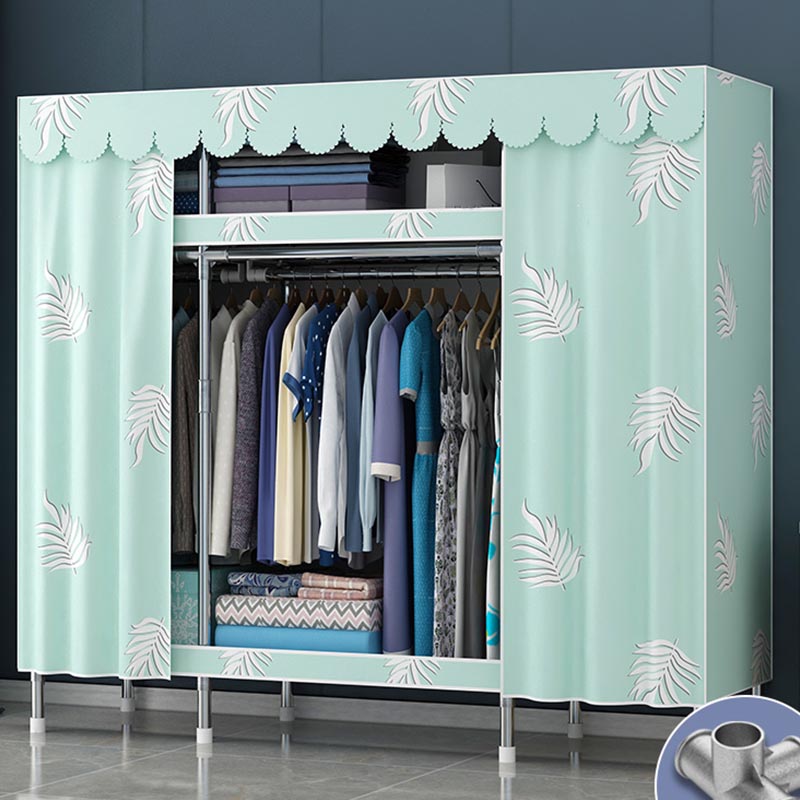 Contemporary Style Wardrobe Steel Cloth Rod Included Wardrobe Closet with Door