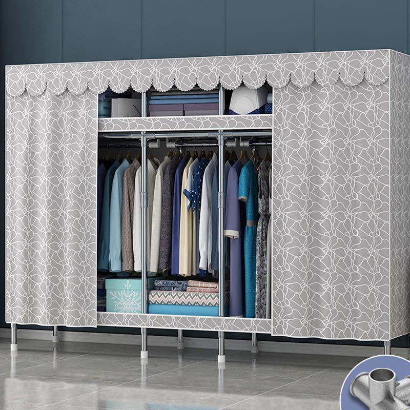 Contemporary Style Wardrobe Steel Cloth Rod Included Wardrobe Closet with Door
