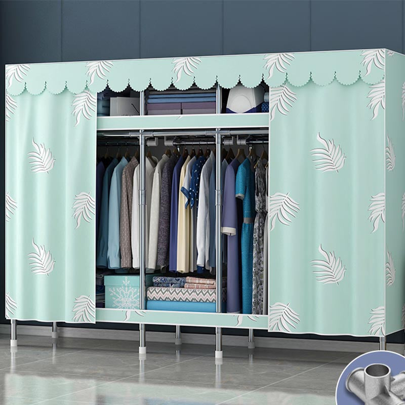 Contemporary Style Wardrobe Steel Cloth Rod Included Wardrobe Closet with Door
