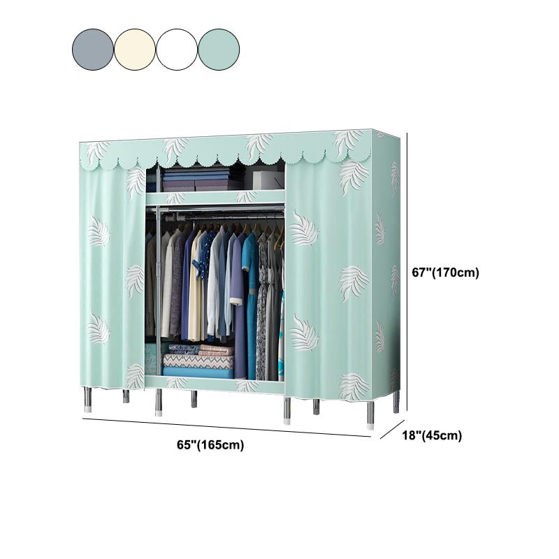 Contemporary Style Wardrobe Steel Cloth Rod Included Wardrobe Closet with Door