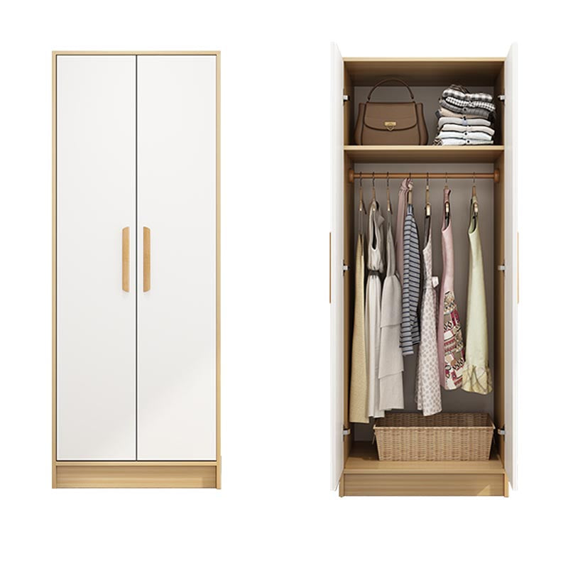 Modern Wooden Wardrobe White Colour Cloth Rod Included Wardrobe Closet for Home