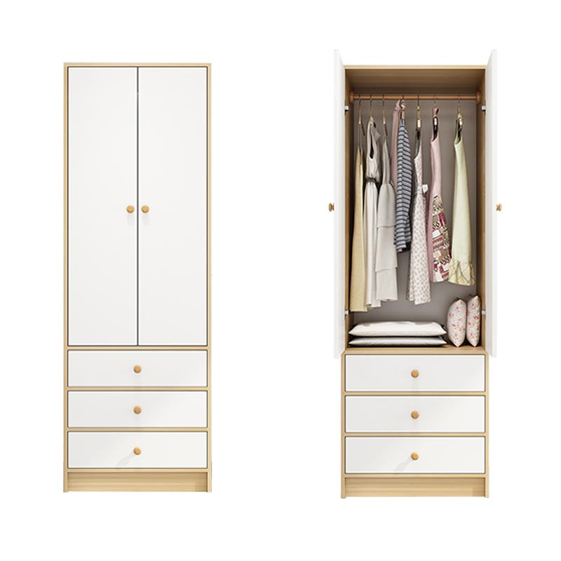 Modern Wooden Wardrobe White Colour Cloth Rod Included Wardrobe Closet for Home