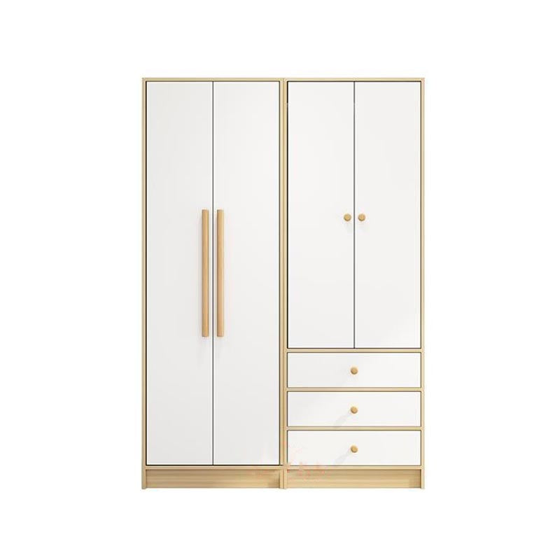 Modern Wooden Wardrobe White Colour Cloth Rod Included Wardrobe Closet for Home