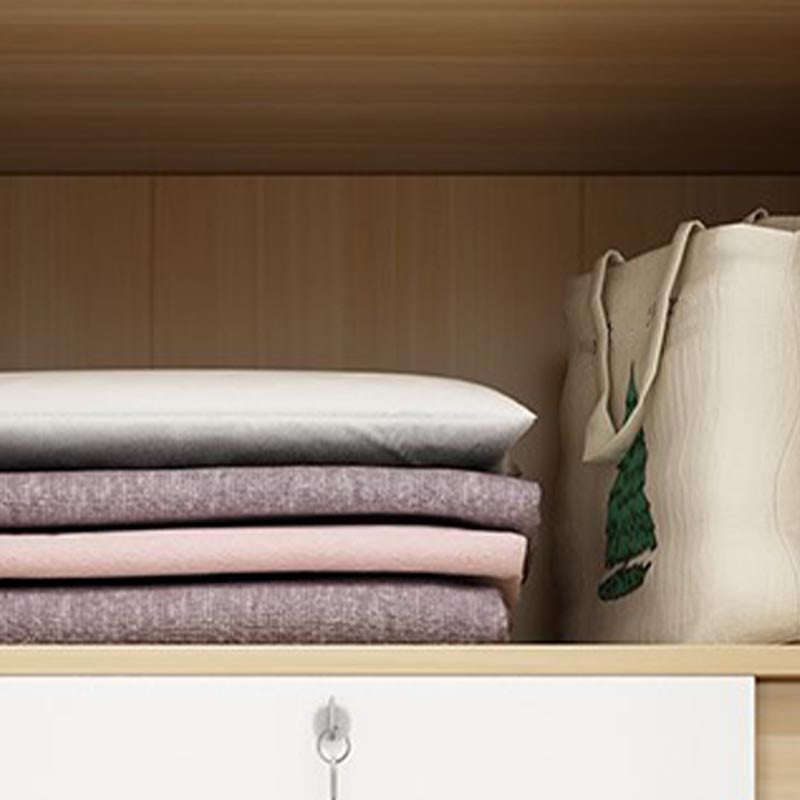 Modern Wooden Wardrobe White Colour Cloth Rod Included Wardrobe Closet for Home