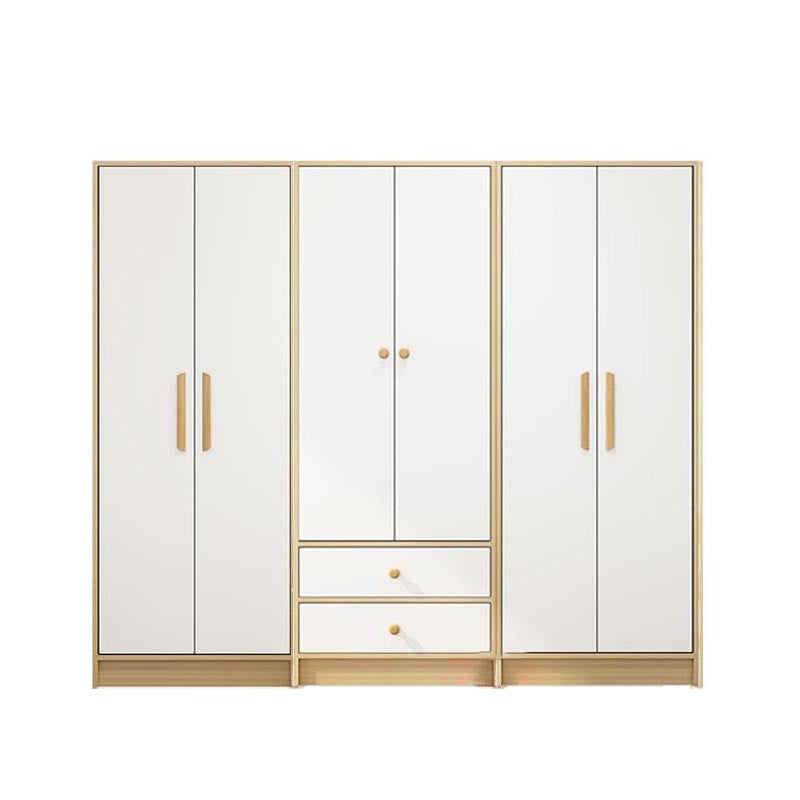Modern Wooden Wardrobe White Colour Cloth Rod Included Wardrobe Closet for Home
