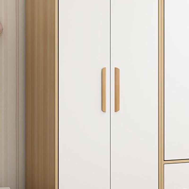 Modern Wooden Wardrobe White Colour Cloth Rod Included Wardrobe Closet for Home