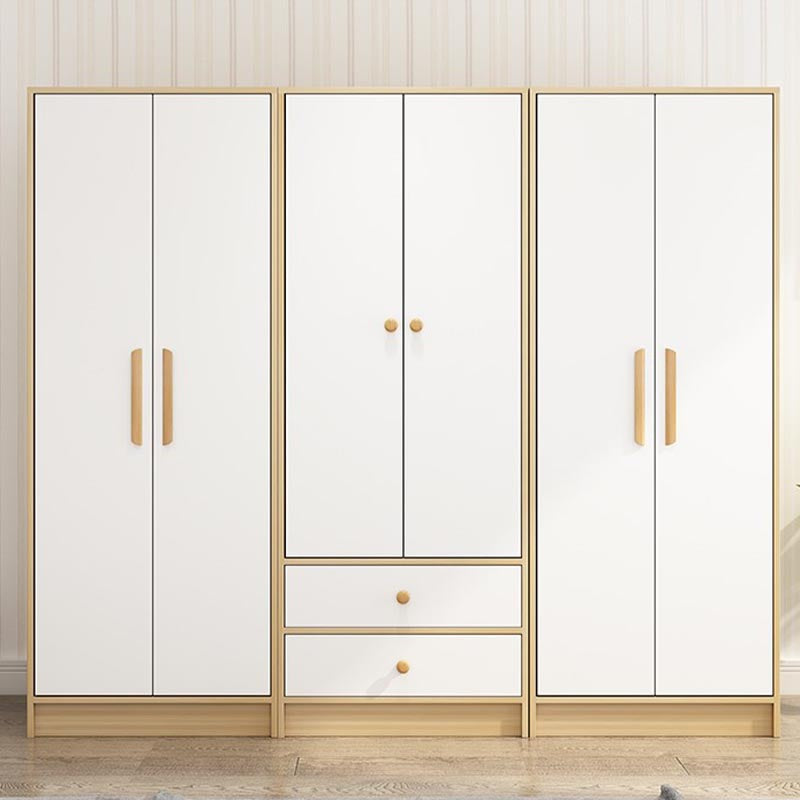 Modern Wooden Wardrobe White Colour Cloth Rod Included Wardrobe Closet for Home