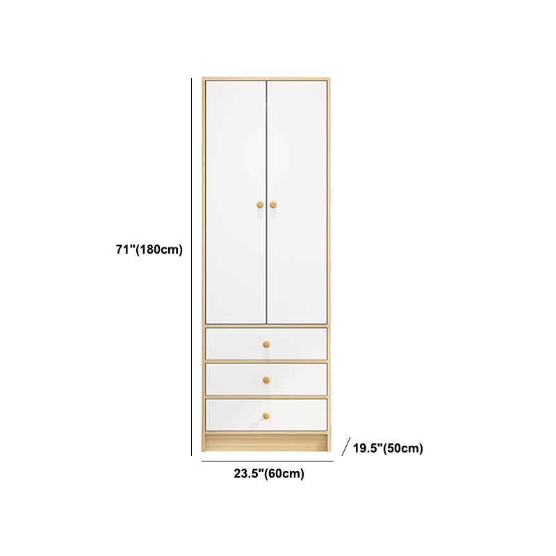 Modern Wooden Wardrobe White Colour Cloth Rod Included Wardrobe Closet for Home