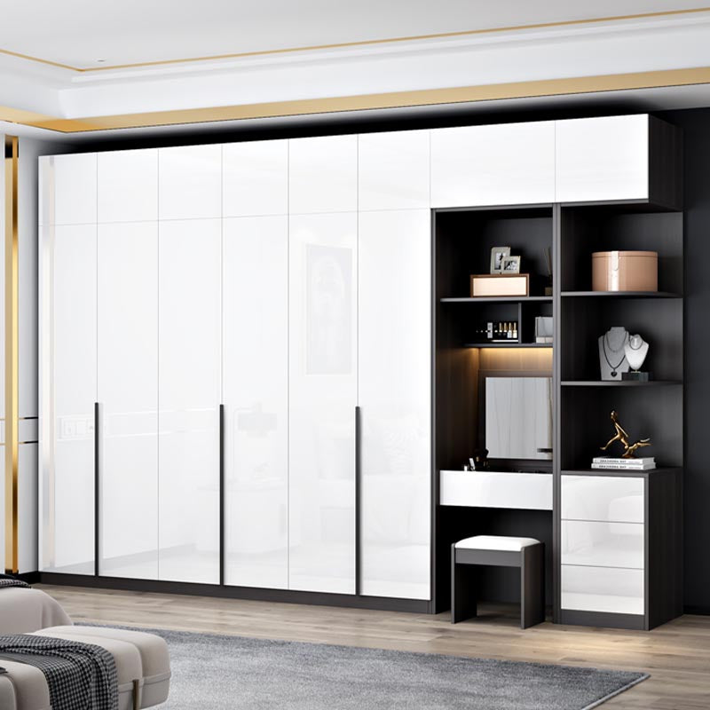 White Wooden Wardrobe Modern Cloth Rod Included Wardrobe Closet for Home