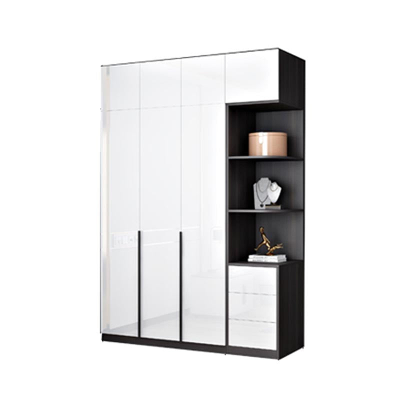 White Wooden Wardrobe Modern Cloth Rod Included Wardrobe Closet for Home