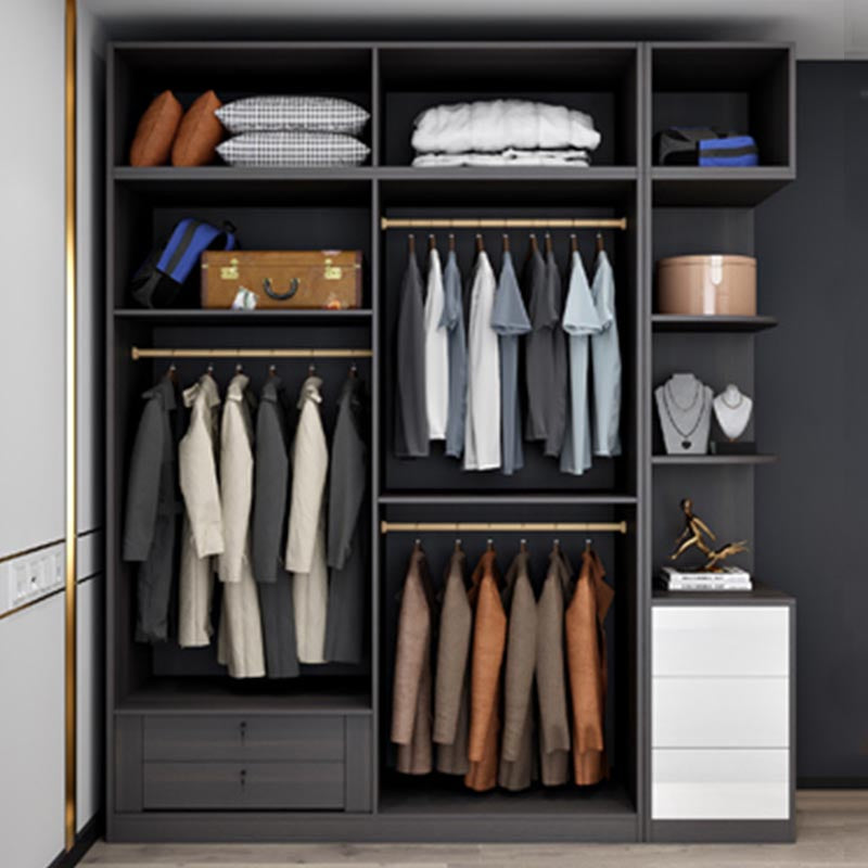 White Wooden Wardrobe Modern Cloth Rod Included Wardrobe Closet for Home