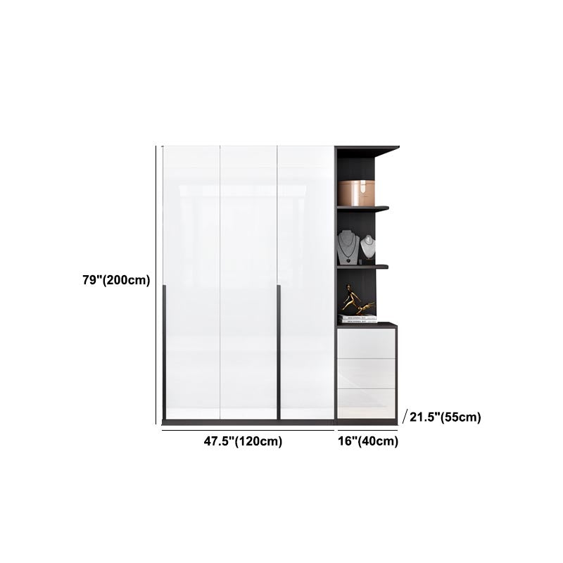 White Wooden Wardrobe Modern Cloth Rod Included Wardrobe Closet for Home