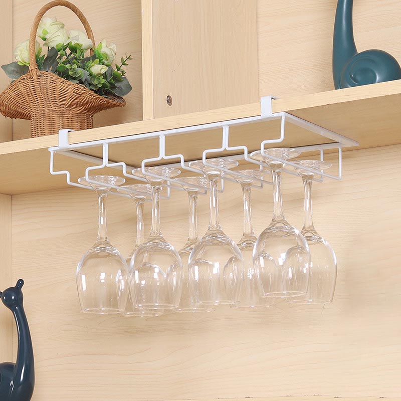 Contemporary Hanging Wine Glass Rack Metal Glass & Stemware Holder for Kitchen