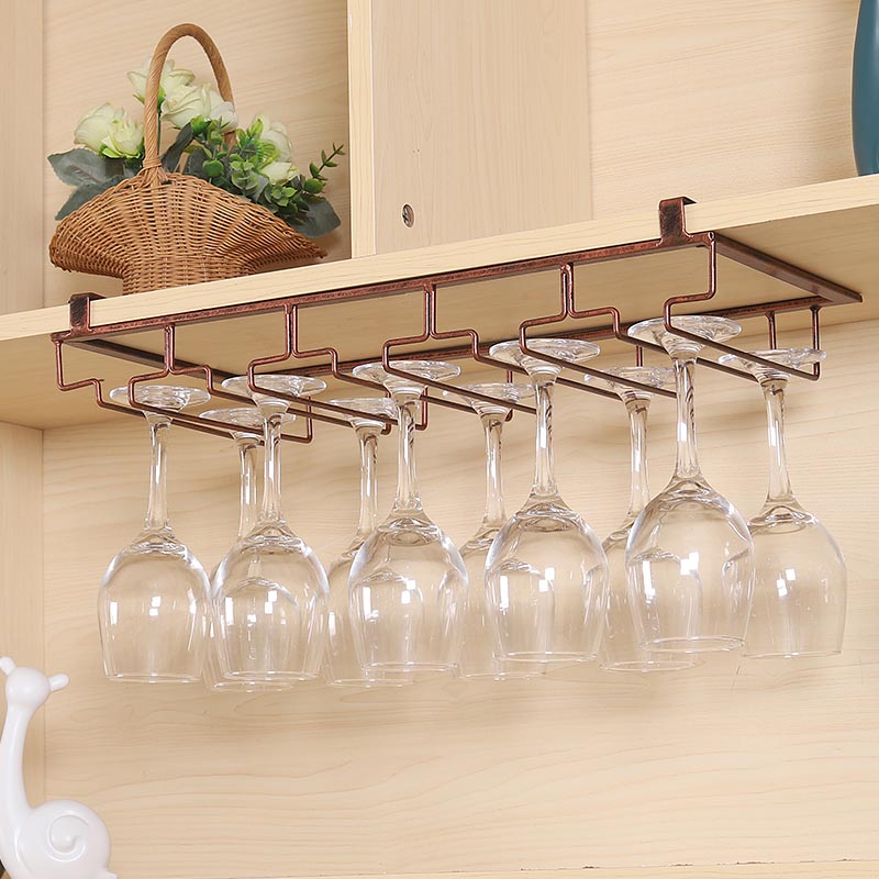 Contemporary Hanging Wine Glass Rack Metal Glass & Stemware Holder for Kitchen