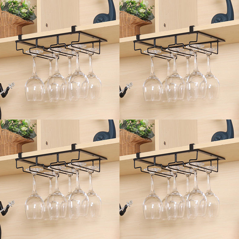 Contemporary Hanging Wine Glass Rack Metal Glass & Stemware Holder for Kitchen