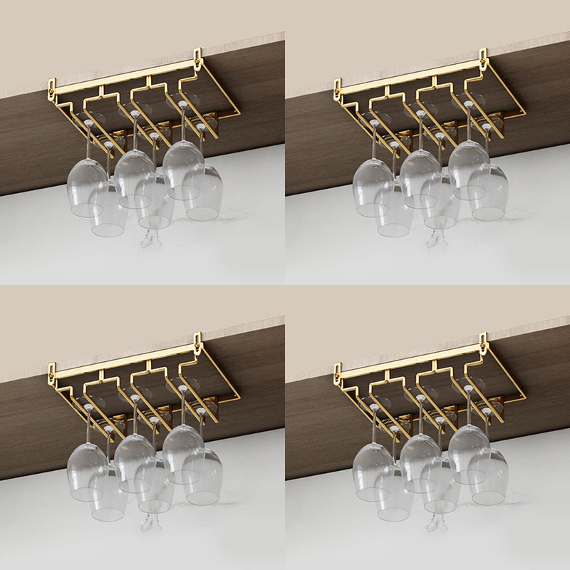 Modern Hanging Glass & Stemware Holder Metal Glass Rack Under Cabinet