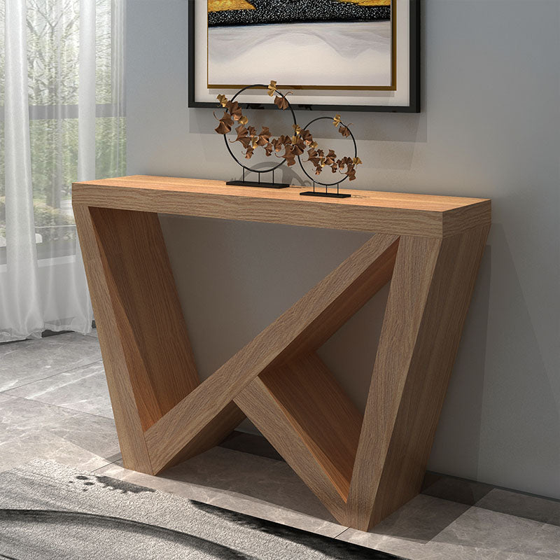 12" W Wood Console Table Mid-Century Modern Rectangle Accent Table for Hall