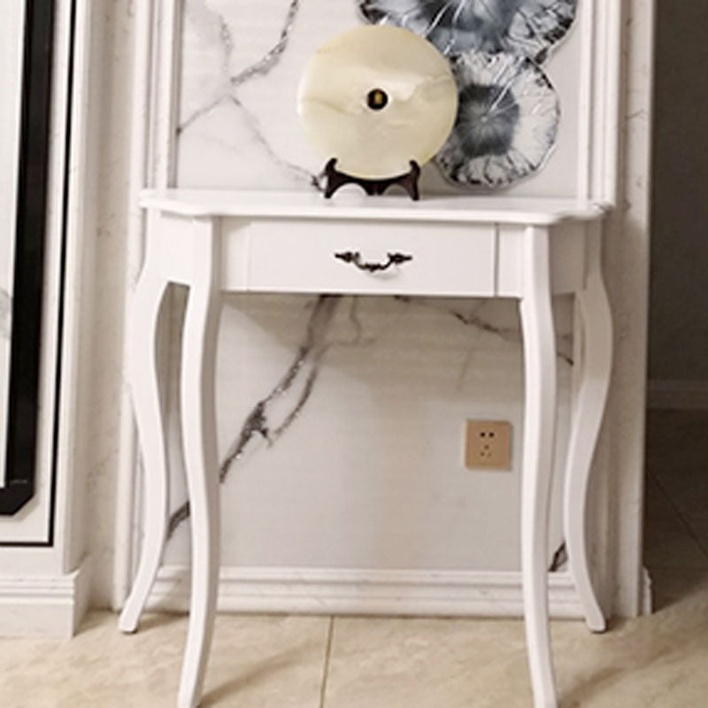 Victorian White Wooden Console Sofa Table Free Form End Table for Hall