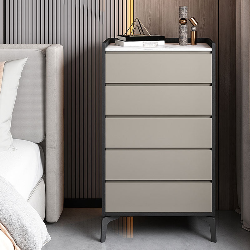 Contemporary Engineered Wood Chest Bedroom Storage Chest in Gray with Drawers