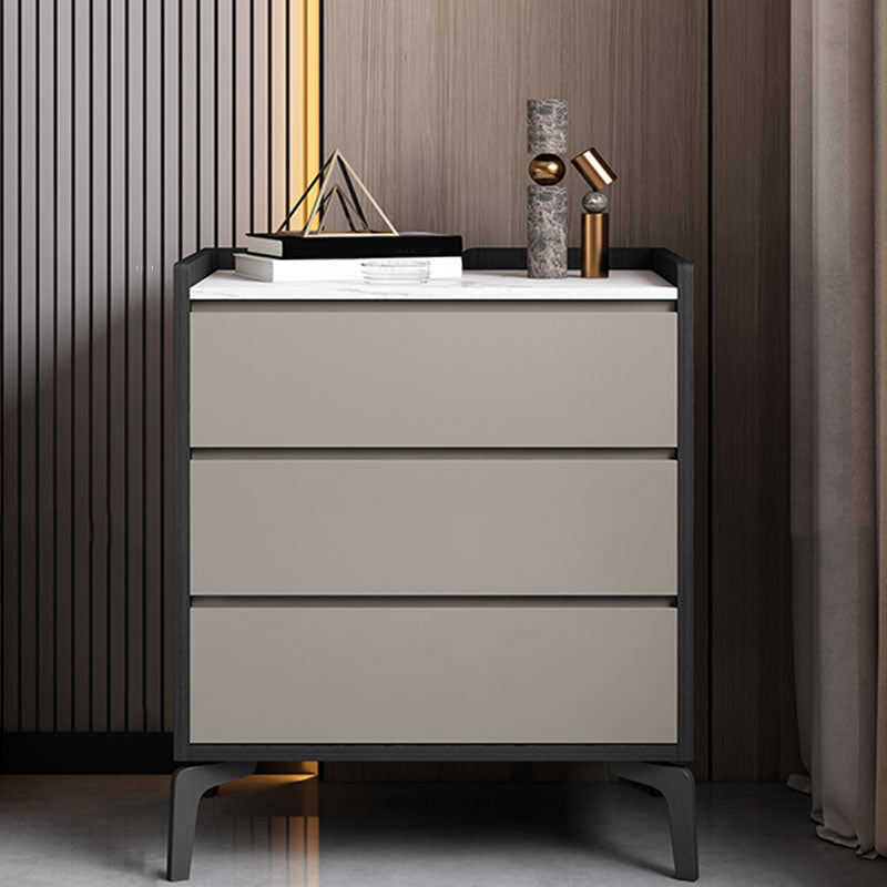 Contemporary Engineered Wood Chest Bedroom Storage Chest in Gray with Drawers