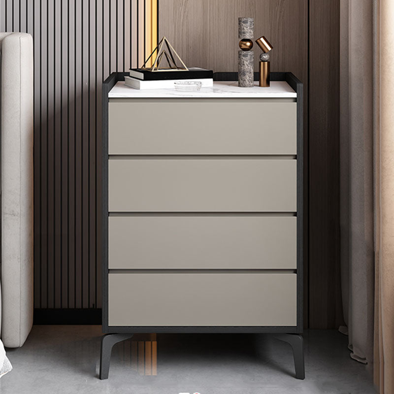 Contemporary Engineered Wood Chest Bedroom Storage Chest in Gray with Drawers