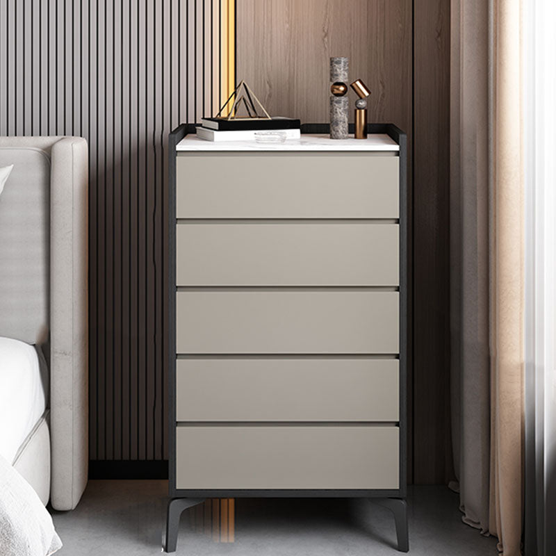Contemporary Engineered Wood Chest Bedroom Storage Chest in Gray with Drawers