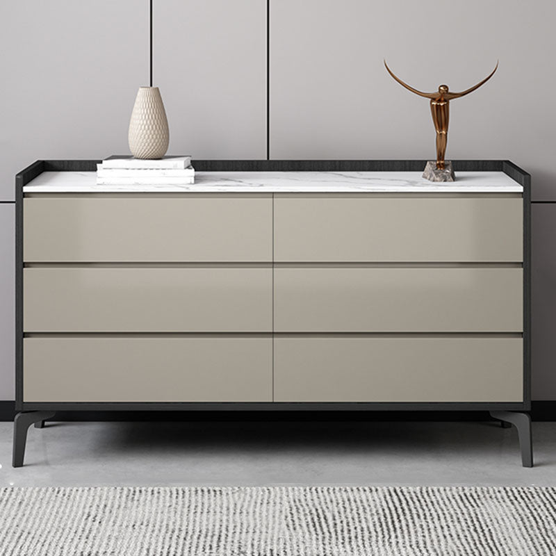 Contemporary Engineered Wood Chest Bedroom Storage Chest in Gray with Drawers