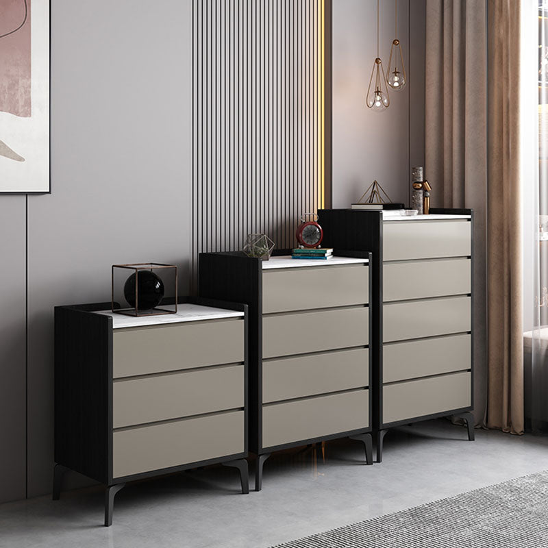 Contemporary Engineered Wood Chest Bedroom Storage Chest in Gray with Drawers