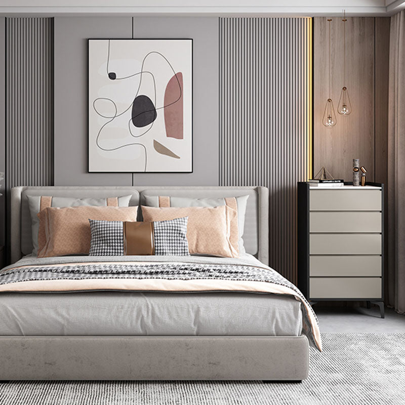 Contemporary Engineered Wood Chest Bedroom Storage Chest in Gray with Drawers