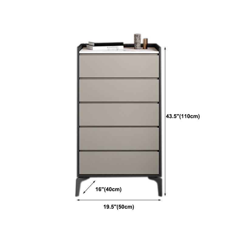 Contemporary Engineered Wood Chest Bedroom Storage Chest in Gray with Drawers