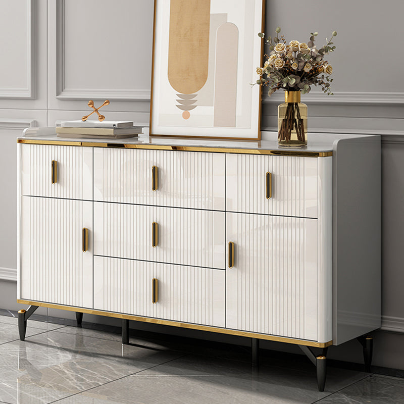 Glam Stone Storage Chest Bedroom Chest in White with Drawers