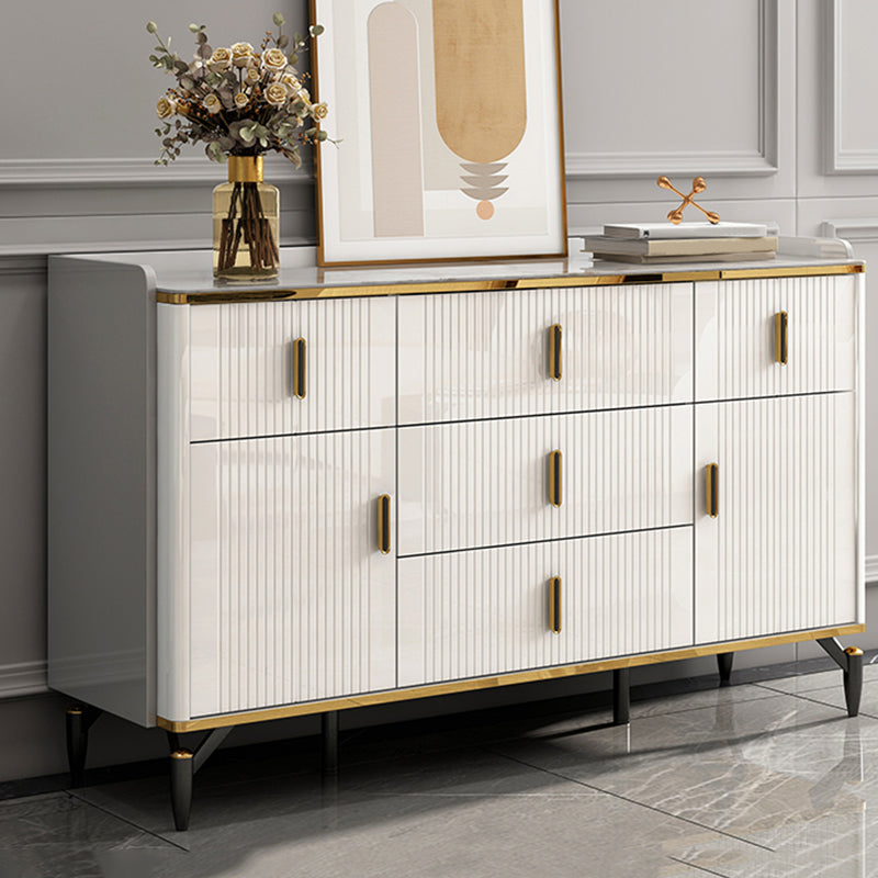 Glam Stone Storage Chest Bedroom Chest in White with Drawers