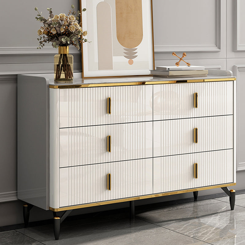 Glam Stone Storage Chest Bedroom Chest in White with Drawers