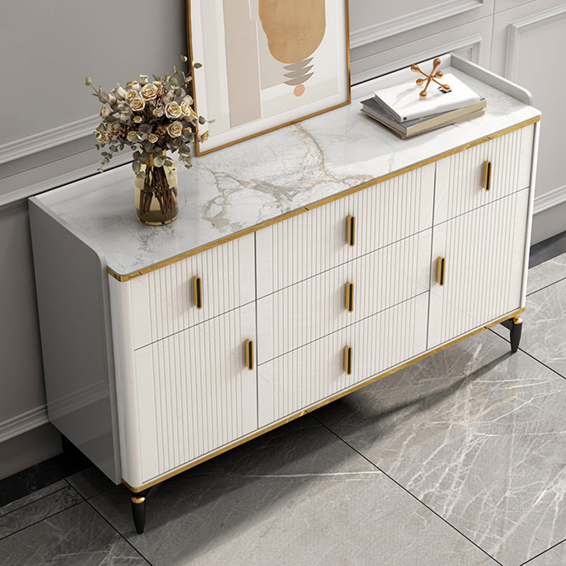 Glam Stone Storage Chest Bedroom Chest in White with Drawers