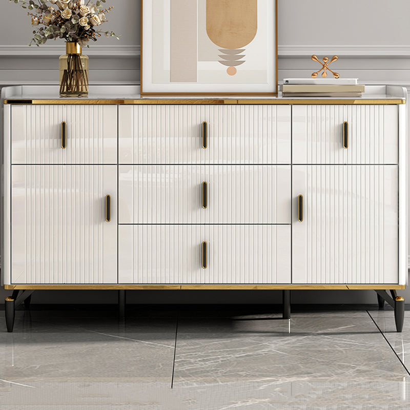Glam Stone Storage Chest Bedroom Chest in White with Drawers