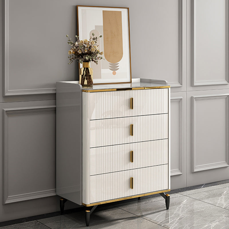 Glam Stone Storage Chest Bedroom Chest in White with Drawers