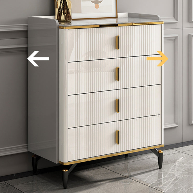 Glam Stone Storage Chest Bedroom Chest in White with Drawers