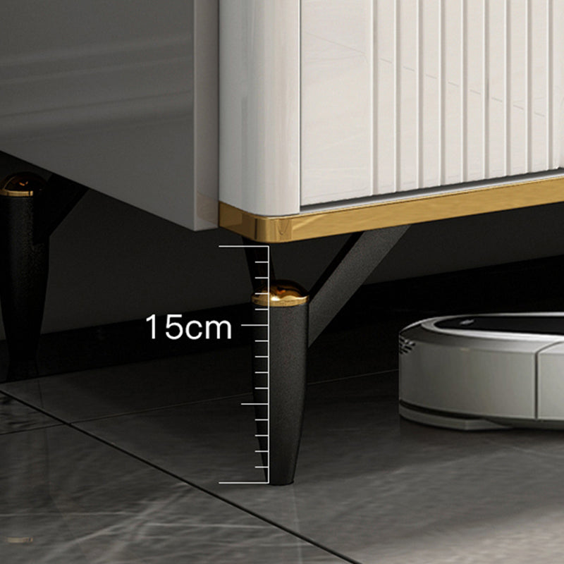 Glam Stone Storage Chest Bedroom Chest in White with Drawers