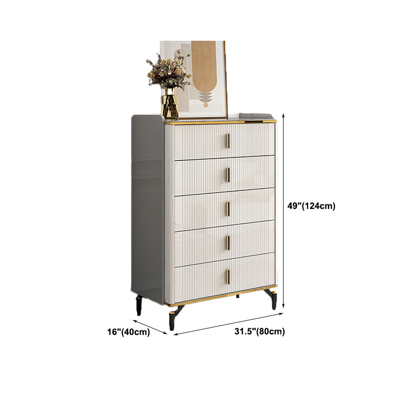 Glam Stone Storage Chest Bedroom Chest in White with Drawers