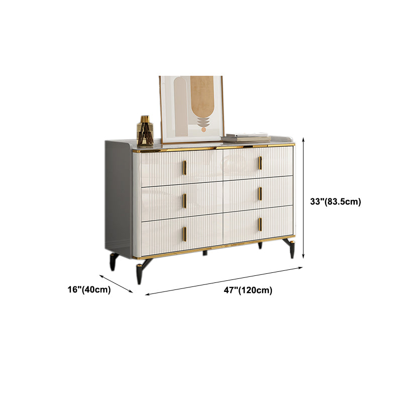Glam Stone Storage Chest Bedroom Chest in White with Drawers