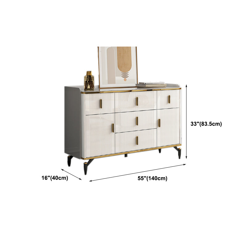 Glam Stone Storage Chest Bedroom Chest in White with Drawers