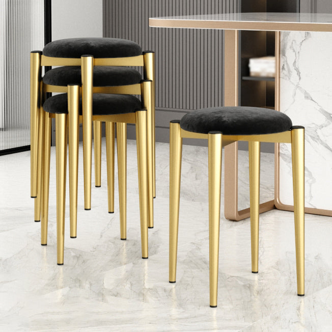 Modern Tear Resistant Pouf Circle Shape Dark Green Velvet Ottoman